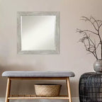 Miroir mural encadré étroit Dove, 24 x 24 po, gris délavé