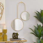 Modern Metal Wall Mirror Gold - CosmoLiving by Cosmopolitan: Round, Wood Frame, Includes Mounting Hardware