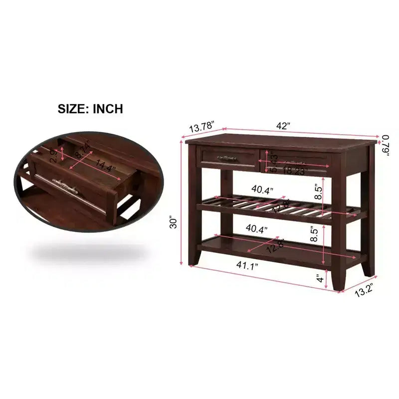 Bahut en bois massif, armoire de rangement avec 2 portes et 2 étagères, meuble de rangement pour le salon, la salle à manger, la cuisine