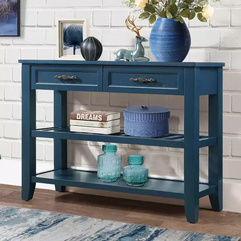 Bahut en bois massif, armoire de rangement avec 2 portes et 2 étagères, meuble de rangement pour le salon, la salle à manger, la cuisine