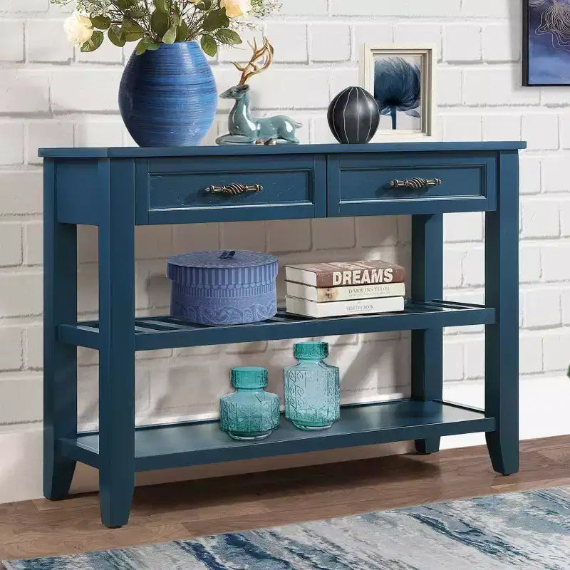 Bahut en bois massif, armoire de rangement avec 2 portes et 2 étagères, meuble de rangement pour le salon, la salle à manger, la cuisine