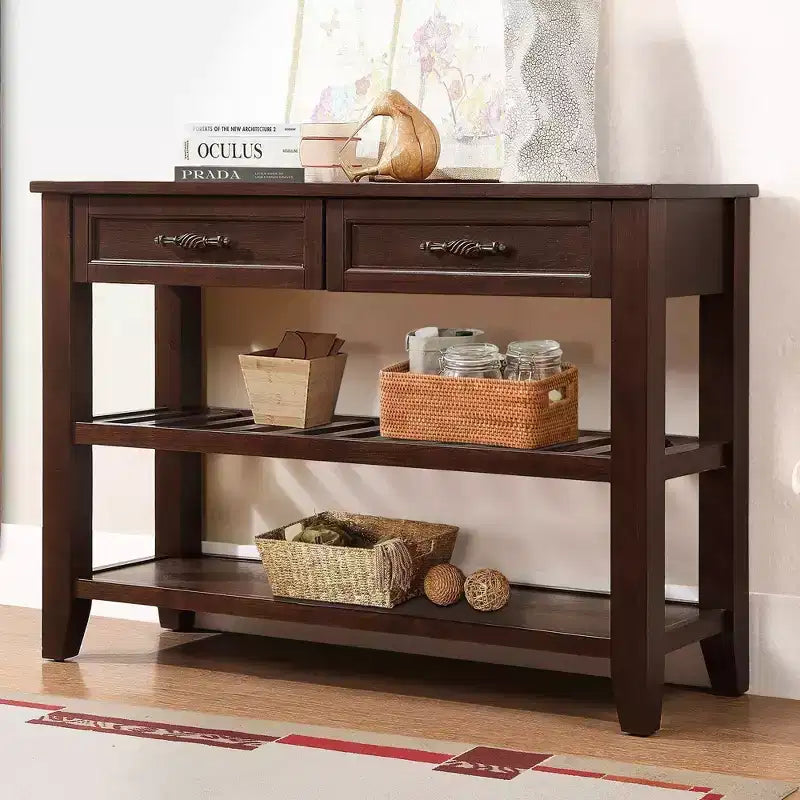 Bahut en bois massif, armoire de rangement avec 2 portes et 2 étagères, meuble de rangement pour le salon, la salle à manger, la cuisine