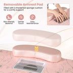 Table de manucure pliable avec aspirateur de poussière électrique, lampe LED et sac de transport, rose