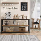 Console industrielle de 47 pouces avec 3 étagères ouvertes, longue table d'entrée et de canapé, étagère de rangement étroite pour couloir, salon, chambre à coucher