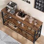 Console industrielle de 47 pouces avec 3 étagères ouvertes, longue table d'entrée et de canapé, étagère de rangement étroite pour couloir, salon, chambre à coucher