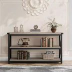 Console industrielle de 47 pouces avec 3 étagères ouvertes, longue table d'entrée et de canapé, étagère de rangement étroite pour couloir, salon, chambre à coucher