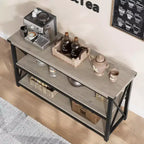 Console industrielle de 47 pouces avec 3 étagères ouvertes, longue table d'entrée et de canapé, étagère de rangement étroite pour couloir, salon, chambre à coucher