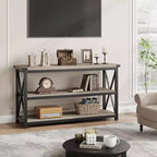Console industrielle de 47 pouces avec 3 étagères ouvertes, longue table d'entrée et de canapé, étagère de rangement étroite pour couloir, salon, chambre à coucher