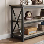 Console industrielle de 47 pouces avec 3 étagères ouvertes, longue table d'entrée et de canapé, étagère de rangement étroite pour couloir, salon, chambre à coucher
