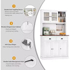 71 Armoire de cuisine haute avec support à micro-ondes pour salle à manger et cuisine