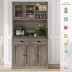 71 Armoire de cuisine haute avec support à micro-ondes pour salle à manger et cuisine