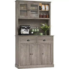 71 Armoire de cuisine haute avec support à micro-ondes pour salle à manger et cuisine