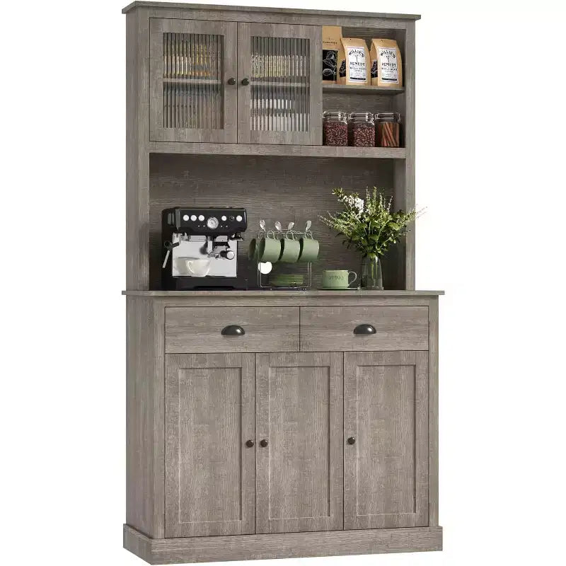 71 Armoire de cuisine haute avec support à micro-ondes pour salle à manger et cuisine