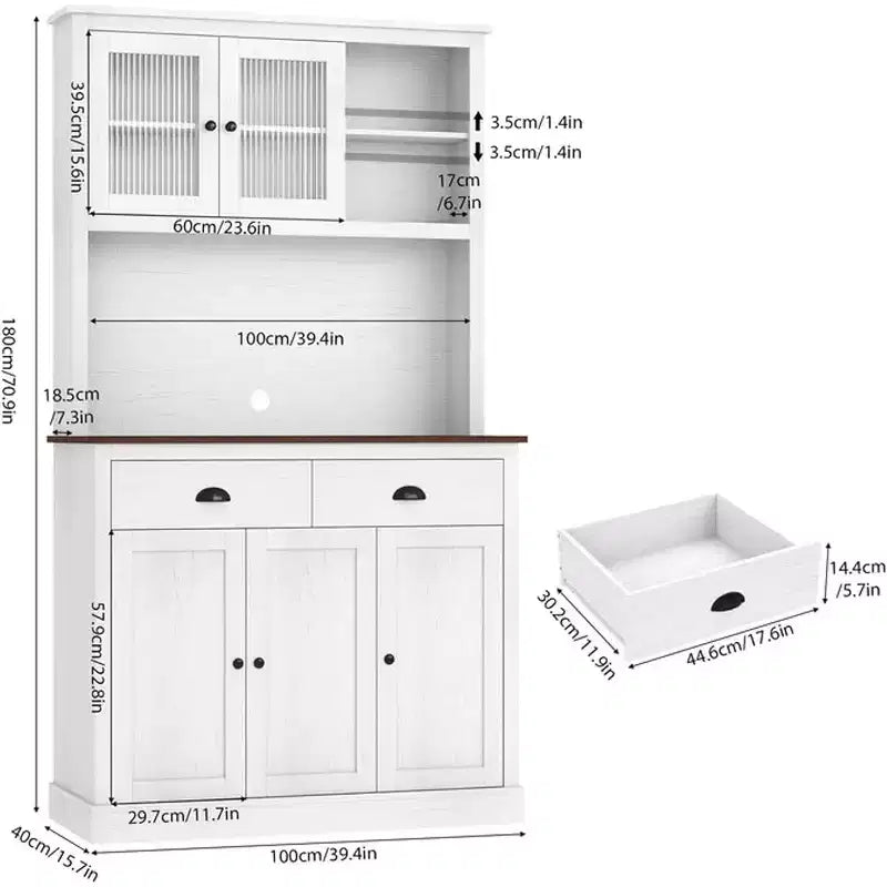 71 Armoire de cuisine haute avec support à micro-ondes pour salle à manger et cuisine