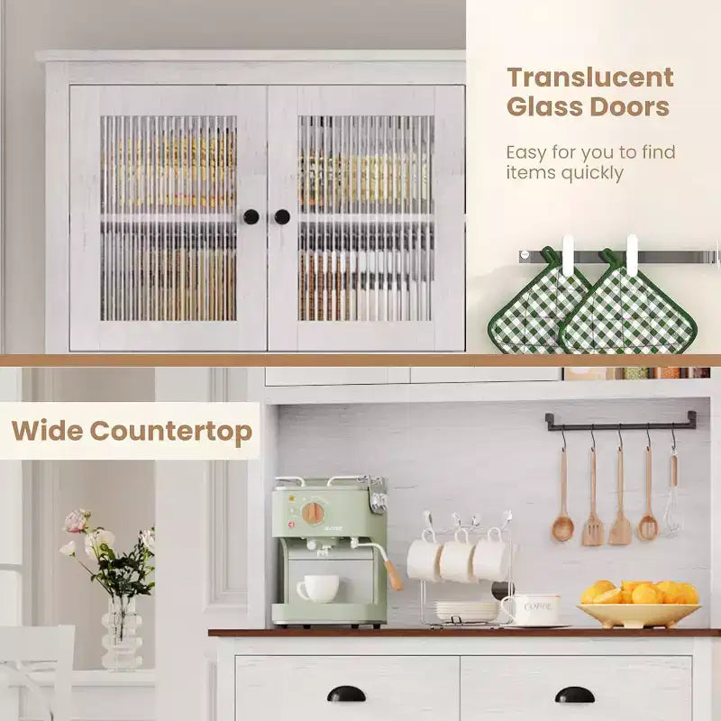 71 Armoire de cuisine haute avec support à micro-ondes pour salle à manger et cuisine