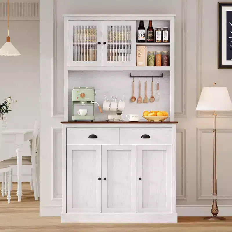 71 Armoire de cuisine haute avec support à micro-ondes pour salle à manger et cuisine