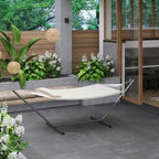 Hamac double avec support en acier peu encombrant, hamac en corde de coton 2 personnes avec oreiller et coussin rembourré, portable pour arrière-cour, patio, jardin