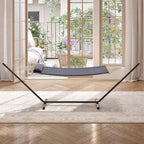Hamac double avec support en acier peu encombrant, hamac en corde de coton 2 personnes avec oreiller et coussin rembourré, portable pour arrière-cour, patio, jardin