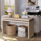 Console de ferme de 60 pouces avec plateau épais, table d'entrée avec conception à suspension double, table de couloir pour salon