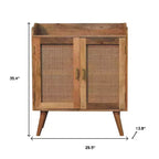35 armoire d'appoint en rotin incrusté de bois massif marron vieilli avec deux portes
