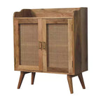 35 armoire d'appoint en rotin incrusté de bois massif marron vieilli avec deux portes