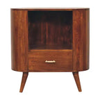 HomeRoots 30 Chestnut Solid Wood Oval Accent Cabinet With One Drawer