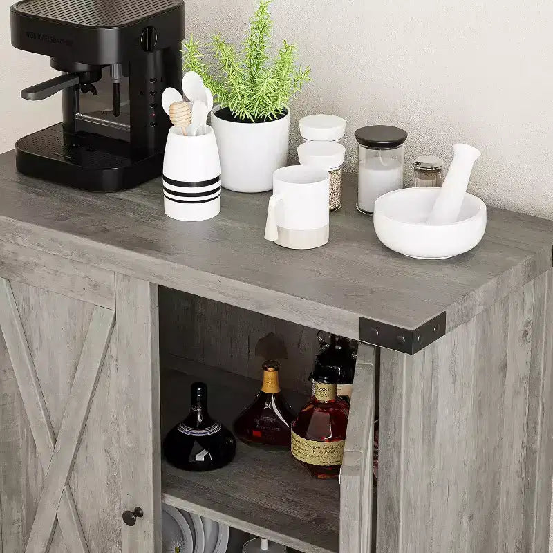 Petit buffet de ferme avec 2 portes et étagères réglables, armoires de console d'entrée d'appoint