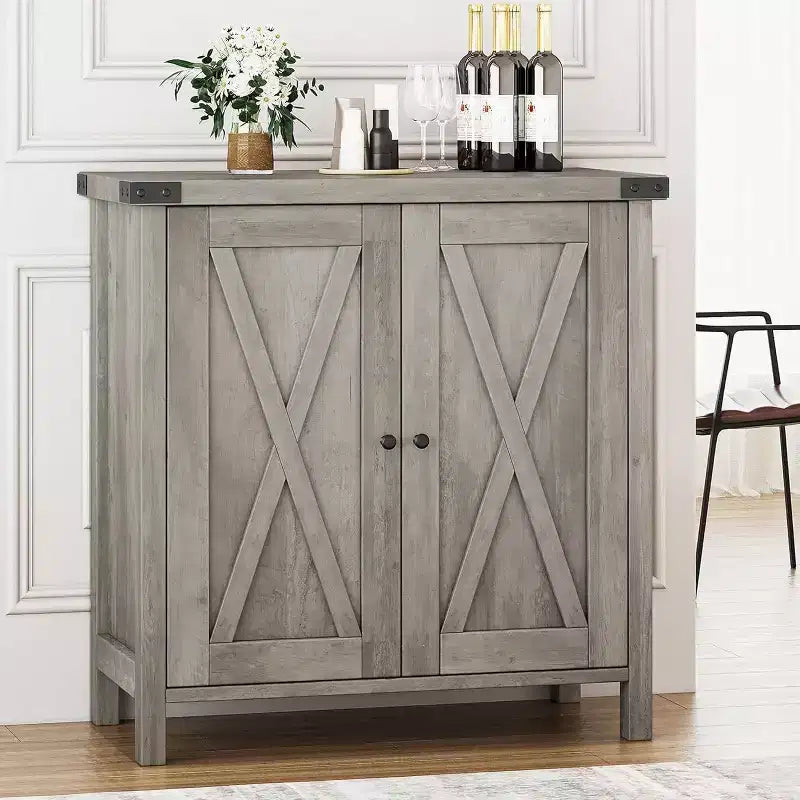 Petit buffet de ferme avec 2 portes et étagères réglables, armoires de console d'entrée d'appoint