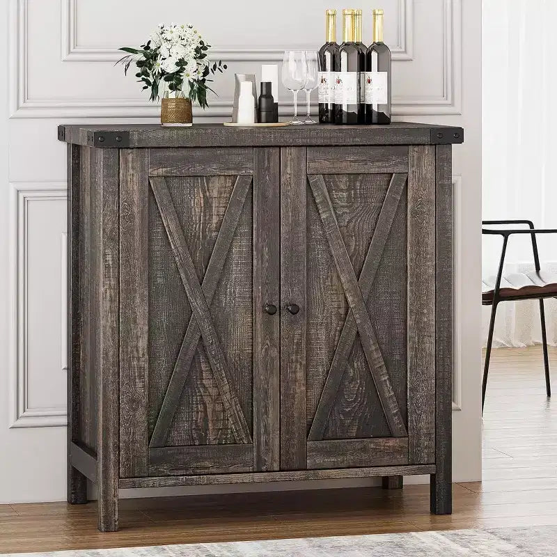 Petit buffet de ferme avec 2 portes et étagères réglables, armoires de console d'entrée d'appoint