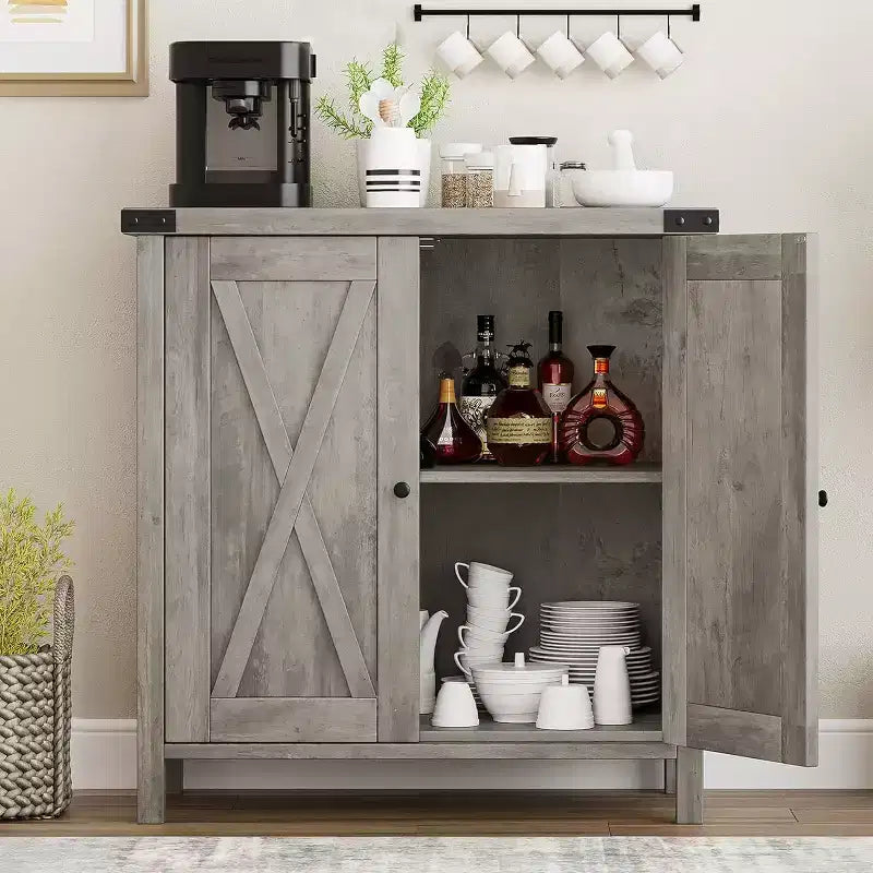 Petit buffet de ferme avec 2 portes et étagères réglables, armoires de console d'entrée d'appoint