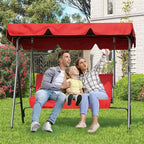 Balançoire de patio 3 places - Siège et dossier en tissu respirant, auvent et accoudoirs réglables, à suspendre pour porche, patio, jardin