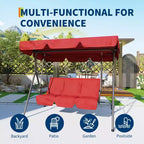 Balançoire de patio 3 places - Siège et dossier en tissu respirant, auvent et accoudoirs réglables, à suspendre pour porche, patio, jardin