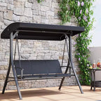 Balançoire de patio 3 places - Siège et dossier en tissu respirant, auvent et accoudoirs réglables, à suspendre pour porche, patio, jardin