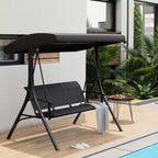Balançoire de patio 3 places - Siège et dossier en tissu respirant, auvent et accoudoirs réglables, à suspendre pour porche, patio, jardin