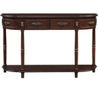Console rectangulaire avec tiroirs et étagère inférieure pour entrée ou salon, marron