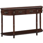 Console rectangulaire avec tiroirs et étagère inférieure pour entrée ou salon, marron