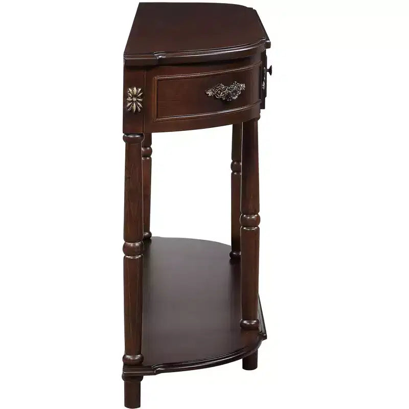 Console rectangulaire avec tiroirs et étagère inférieure pour entrée ou salon, marron