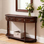 Console rectangulaire avec tiroirs et étagère inférieure pour entrée ou salon, marron