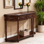 Console rectangulaire avec tiroirs et étagère inférieure pour entrée ou salon, marron