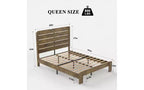 Cadre de lit Queen, Cadre de lit robuste Queen, Cadre de lit plateforme avec tête et pied de lit en bois, Silencieux, Pas besoin de sommier tapissier, Marron