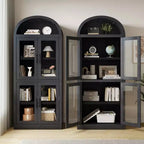 Bibliothèque arquée avec portes Bibliothèque de ferme Profondeur 40,2 cm Étagères de rangement 181,4 cm de haut Vitrine en bois Bibliothèques arrondies