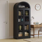 Bibliothèque arquée avec portes Bibliothèque de ferme Profondeur 40,2 cm Étagères de rangement 181,4 cm de haut Vitrine en bois Bibliothèques arrondies