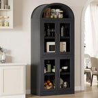 Bibliothèque arquée avec portes Bibliothèque de ferme Profondeur 40,2 cm Étagères de rangement 181,4 cm de haut Vitrine en bois Bibliothèques arrondies