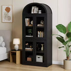 Bibliothèque arquée avec portes Bibliothèque de ferme Profondeur 40,2 cm Étagères de rangement 181,4 cm de haut Vitrine en bois Bibliothèques arrondies