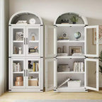Bibliothèque arquée avec portes Bibliothèque de ferme Profondeur 40,2 cm Étagères de rangement 181,4 cm de haut Vitrine en bois Bibliothèques arrondies
