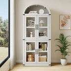 Bibliothèque arquée avec portes Bibliothèque de ferme Profondeur 40,2 cm Étagères de rangement 181,4 cm de haut Vitrine en bois Bibliothèques arrondies