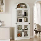 Bibliothèque arquée avec portes Bibliothèque de ferme Profondeur 40,2 cm Étagères de rangement 181,4 cm de haut Vitrine en bois Bibliothèques arrondies