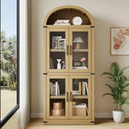 Bibliothèque arquée avec portes Bibliothèque de ferme Profondeur 40,2 cm Étagères de rangement 181,4 cm de haut Vitrine en bois Bibliothèques arrondies