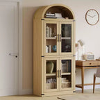 Bibliothèque arquée avec portes Bibliothèque de ferme Profondeur 40,2 cm Étagères de rangement 181,4 cm de haut Vitrine en bois Bibliothèques arrondies