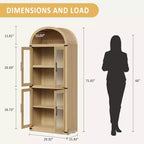 Bibliothèque arquée avec portes Bibliothèque de ferme Profondeur 40,2 cm Étagères de rangement 181,4 cm de haut Vitrine en bois Bibliothèques arrondies